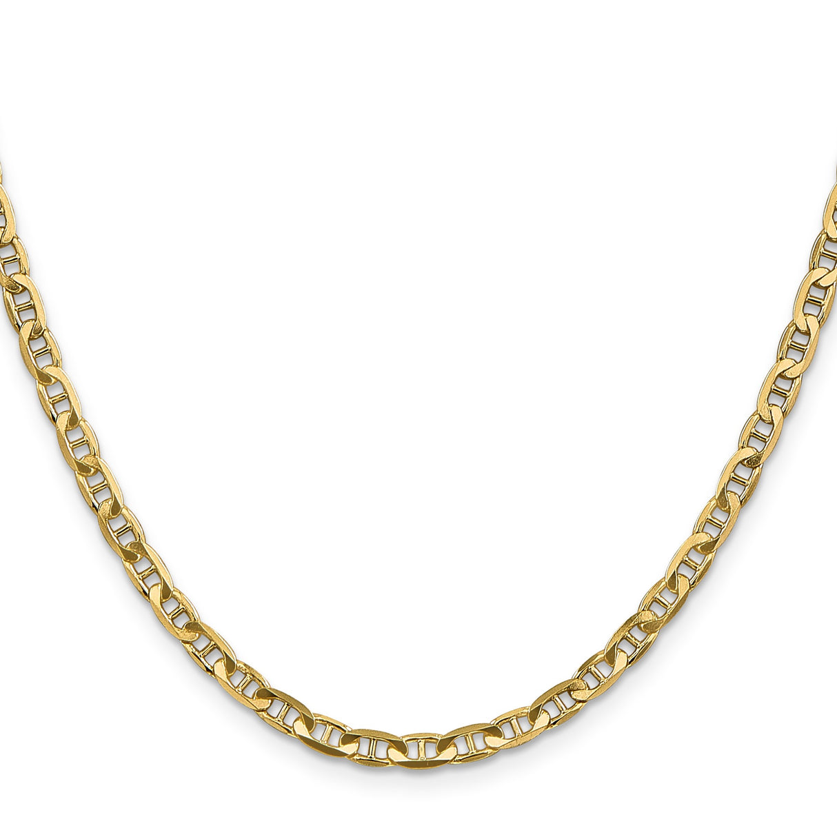 10K Yellow Gold 3.75 mm Polished Chain Necklace, Solid