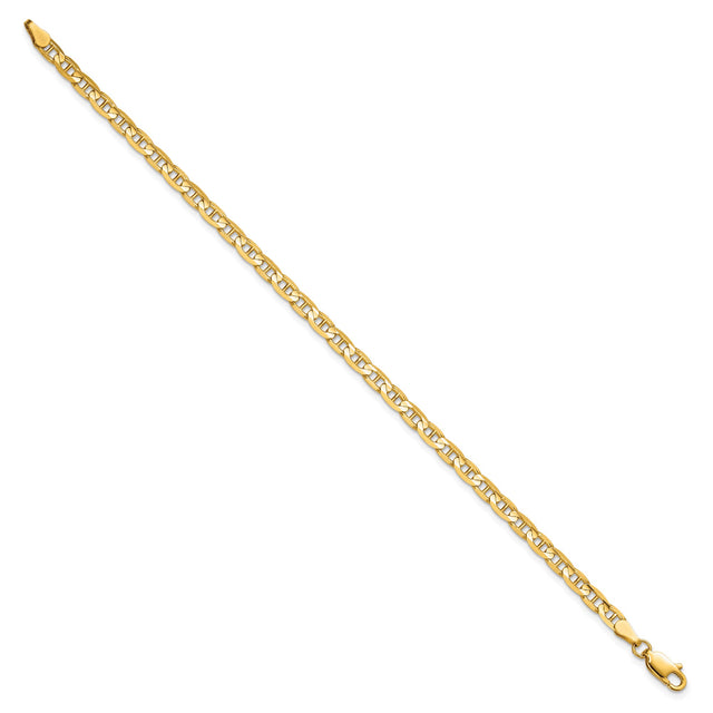 10K Yellow Gold 3.75 mm Polished Chain Anklet, Solid
