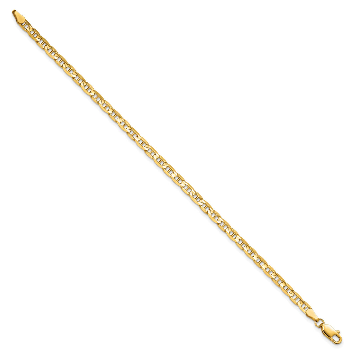 10K Yellow Gold 3.75 mm Polished Chain Bracelet, Solid