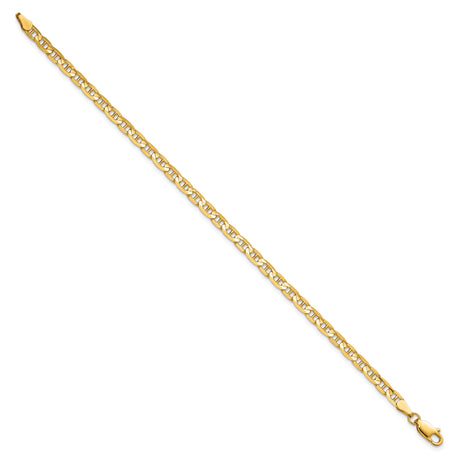 10K Yellow Gold 3.75 mm Polished Chain Bracelet, Solid