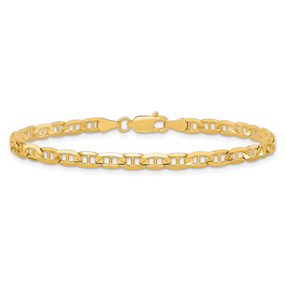 10K Yellow Gold 3.75 mm Polished Chain Bracelet, Solid alternate angle