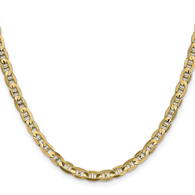 10K Yellow Gold 4.5 mm Polished Chain Necklace, Solid