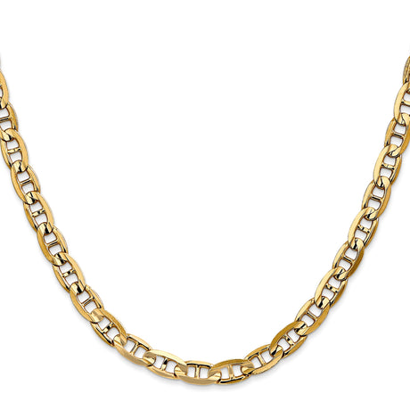 10K Yellow Gold 5.25 mm Polished Chain Necklace, Solid