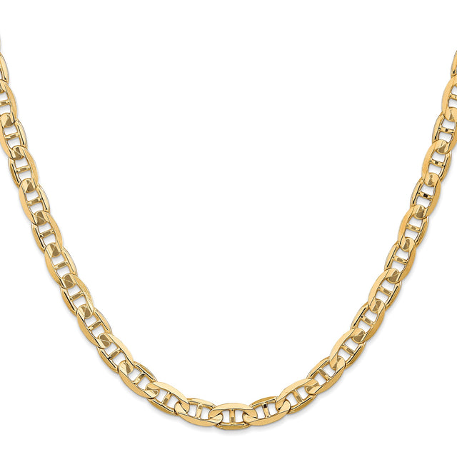 10K Yellow Gold 6.25 mm Polished Chain Necklace, Solid