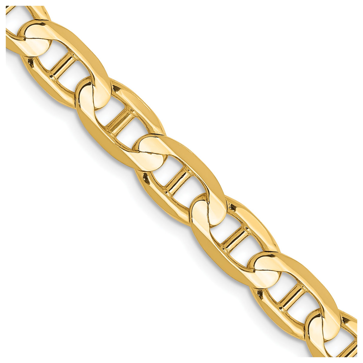 10K Yellow Gold 6.25 mm Polished Chain Necklace, Solid detail view