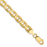 10K Yellow Gold 7 mm Polished Chain Bracelet, Solid shown for scale