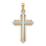 Cross Charm Pendant in Real 10k Multi-Tone Gold