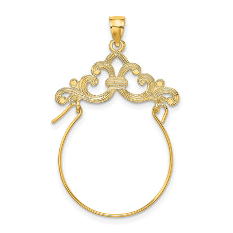 10k Yellow Gold Pendant with Ornate Filigree Scrollwork and Decorative Bale, Vintage Baroque Design