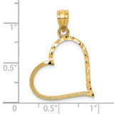 10k Yellow Gold Heart Pendant with Diamond Cut Design, Textured Open Heart Charm