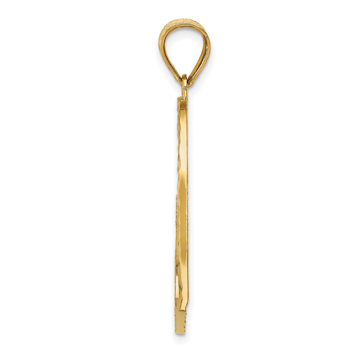 10k Yellow Gold Open Heart Pendant, Textured Diamond Cut Minimalist Jewelry for Women