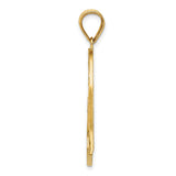 10k Yellow Gold Open Heart Pendant, Textured Diamond Cut Minimalist Jewelry for Women
