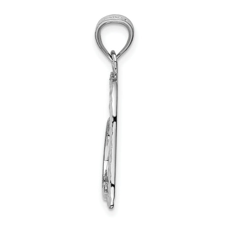 10k White Gold Open Heart Pendant with Diamond-Cut Texture, Romantic Cutout Design for Women