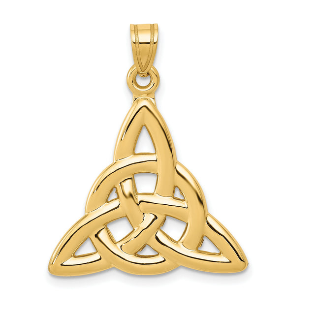 10k Yellow Gold Celtic Triquetra Knot Pendant with Openwork Trinity Symbol, Irish Heritage Jewelry