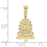 10k Yellow Gold Christmas Tree Pendant with Star Top and Candle Cutouts, Holiday Charm