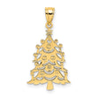 10k Yellow Gold Christmas Tree Pendant with Star Top and Candle Cutouts, Holiday Charm