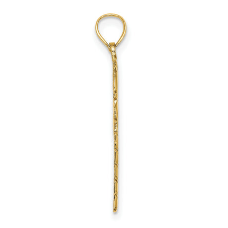10k Yellow Gold Candy Cane Pendant with Ribbon Bow Design, Holiday Charm