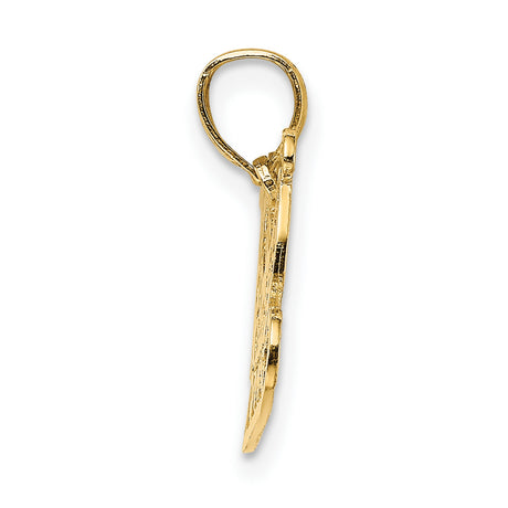 10k Yellow Gold Sleigh Pendant, Ornate Filigree Design Holiday Charm