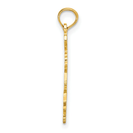 10k Yellow Gold Louisiana Map Pendant with Cutout State Outline and Heart Design
