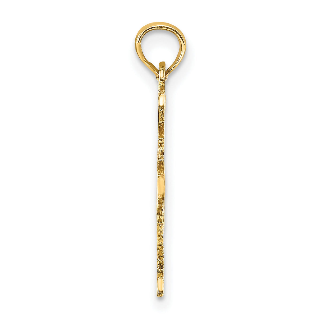 10k Yellow Gold Texas State Pendant with Open Cut I Heart TX Design