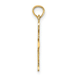 10k Yellow Gold Texas State Pendant with Open Cut I Heart TX Design