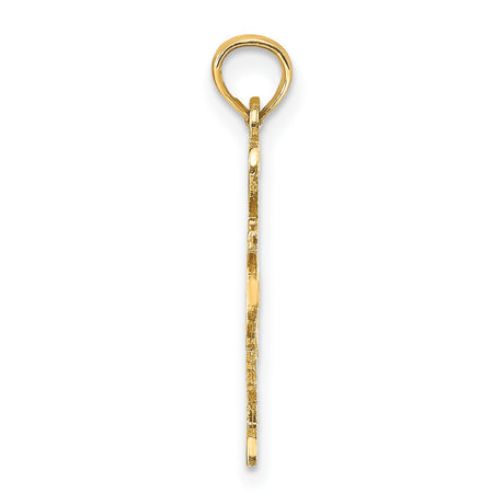 10k Yellow Gold Texas State Pendant with Open Cut I Heart TX Design