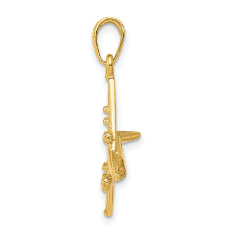 10k Yellow Gold Airplane Pendant with Detailed Jet Design, Unisex Travel Charm