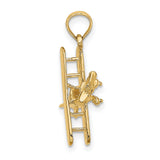 10k Yellow Gold Biplane Pendant, Vintage Airplane Charm, Aviation Theme Jewelry for Men and Pilots