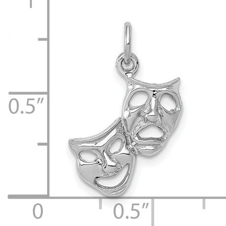 10k White Gold Theater Mask Pendant with Comedy and Tragedy Faces, Unisex Artistic Jewelry
