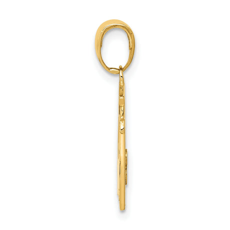 10k Yellow Gold Apple and Book Pendant, Teacher Jewelry with Polished Flat Back