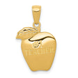 #1 Teacher Apple Charm Pendant in Real 10k Yellow Gold