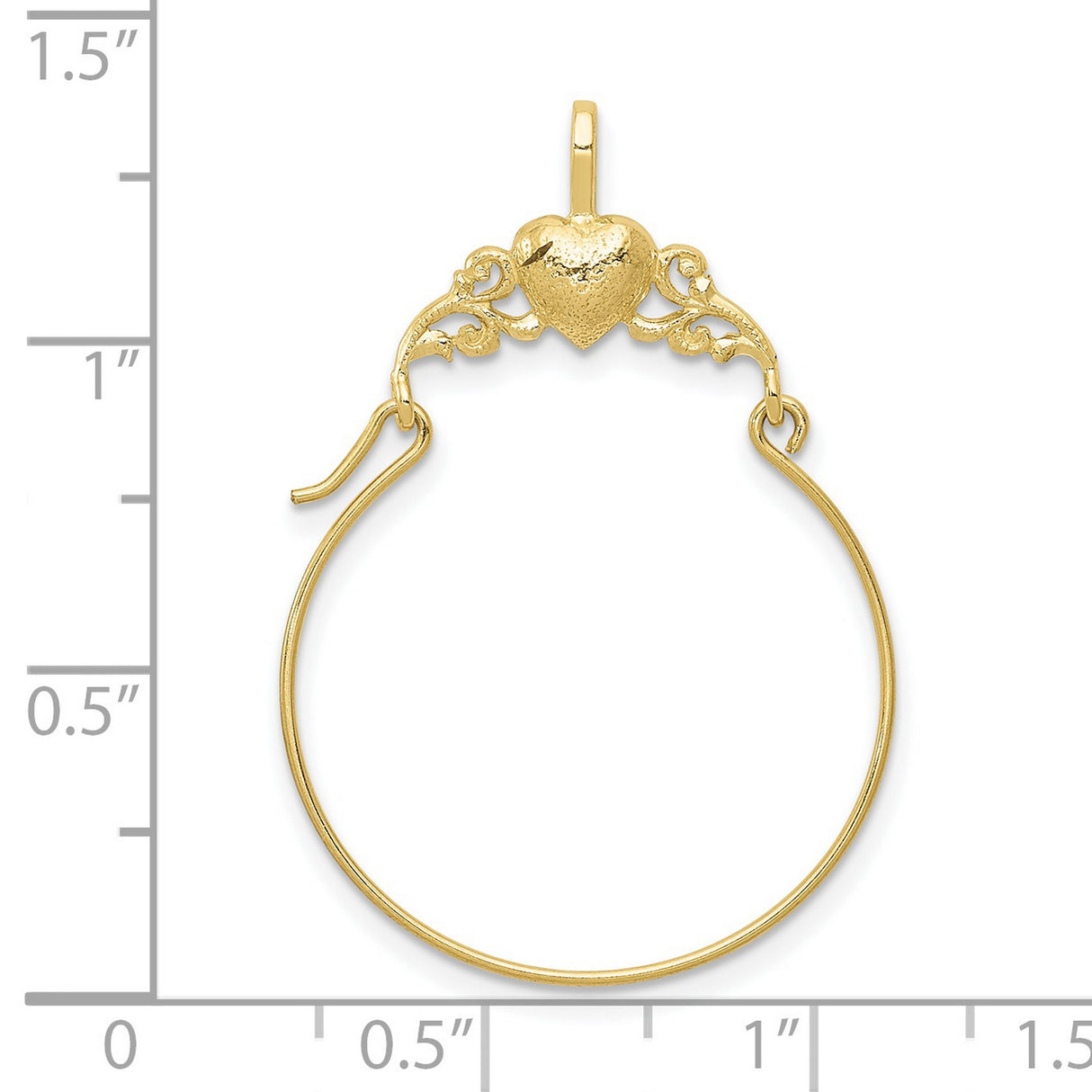 10k Yellow Gold Hoop Earrings with Textured Heart Design and Filigree Detailing