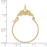 10k Yellow Gold Hoop Earrings with Textured Heart Design and Filigree Detailing