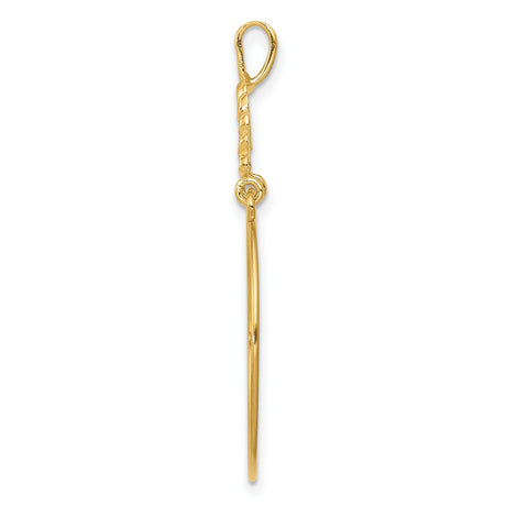 10k Yellow Gold Hoop Earrings with Five Dangle Open Heart Charms, Romantic Lightweight Design