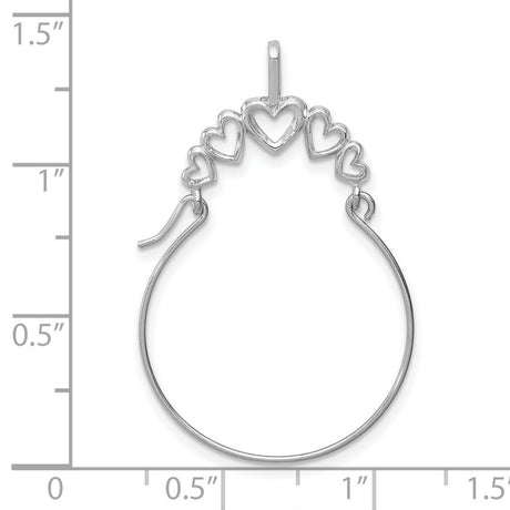 10k White Gold Heart Hoop Earrings with Five Open Heart Design for Women