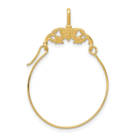 10k Yellow Gold Hoop Earrings with Butterfly and Flower Motif, Nature-Inspired Design for Women