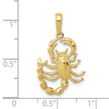 10k Yellow Gold Scorpion Pendant, Detailed Scorpio Zodiac Charm for Men or Unisex Wear