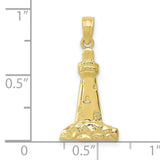 10k Yellow Gold Lighthouse Pendant, Nautical Charm Symbolizing Hope and Guidance