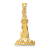 10k Yellow Gold Lighthouse Pendant, Nautical Charm Symbolizing Hope and Guidance