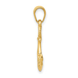 10k Yellow Gold Anchor Pendant with Rope Design, Nautical Christian Charm