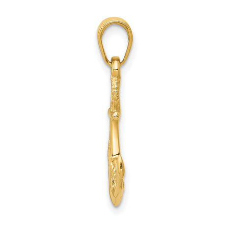 10k Yellow Gold Anchor Pendant with Rope Design, Nautical Christian Charm