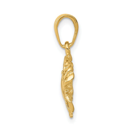 10k Yellow Gold Crab Pendant, Cancer Zodiac Symbol, Nautical Celestial Charm