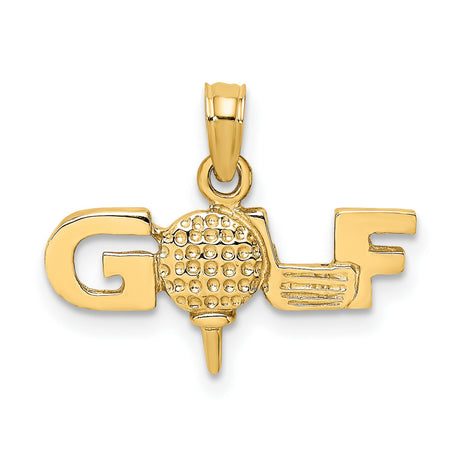 10k Yellow Gold Golf Pendant with Ball, Tee, and Club Design, Sports Jewelry for Golf Lovers