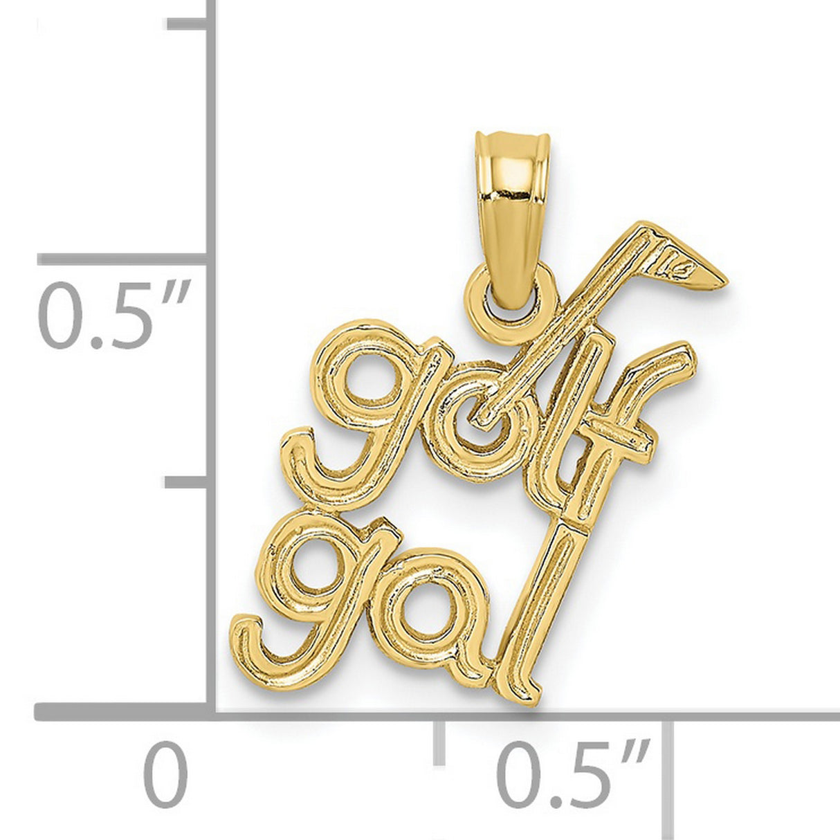 10k Yellow Gold Golf Gal Pendant with Script Text and Club Motif for Women