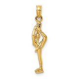 10k Yellow Gold Cheerleader Pendant, Scorpion Pose Female Athlete Charm for Gymnastics and Dance