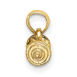 10k Yellow Gold Barbell Pendant, Dumbbell Charm with Fitness Theme for Men or Unisex