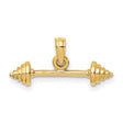 10k Yellow Gold Barbell Pendant, Dumbbell Charm with Fitness Theme for Men or Unisex