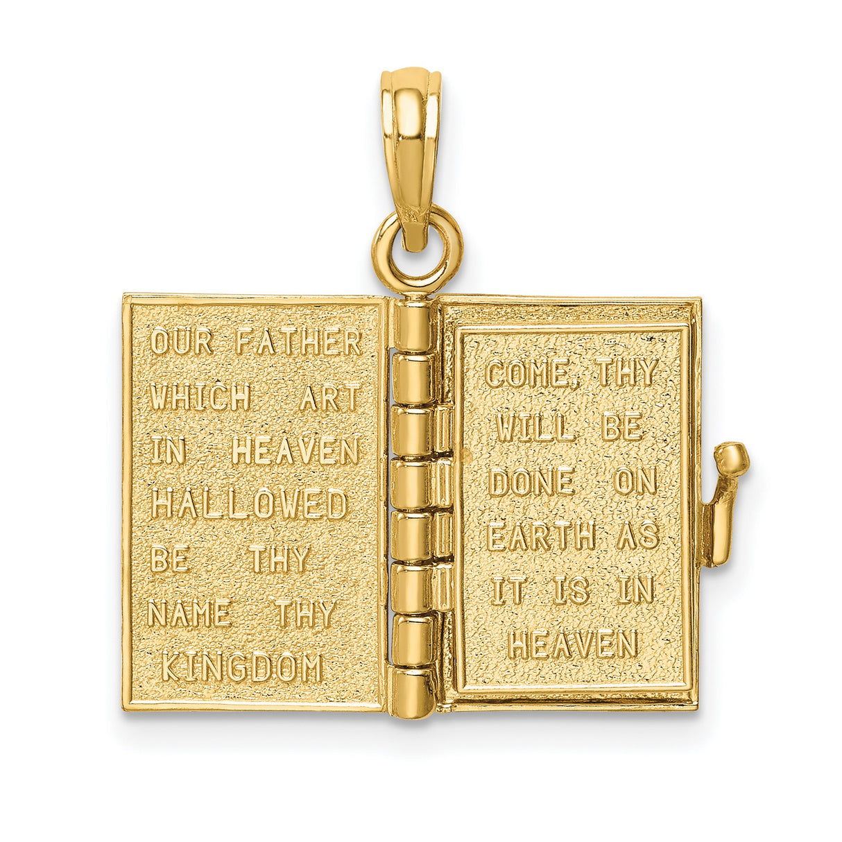 3D Lords Prayer Bible Charm Pendant in Real 10k Yellow Gold