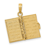 3D Lords Prayer Bible Charm Pendant in Real 10k Yellow Gold