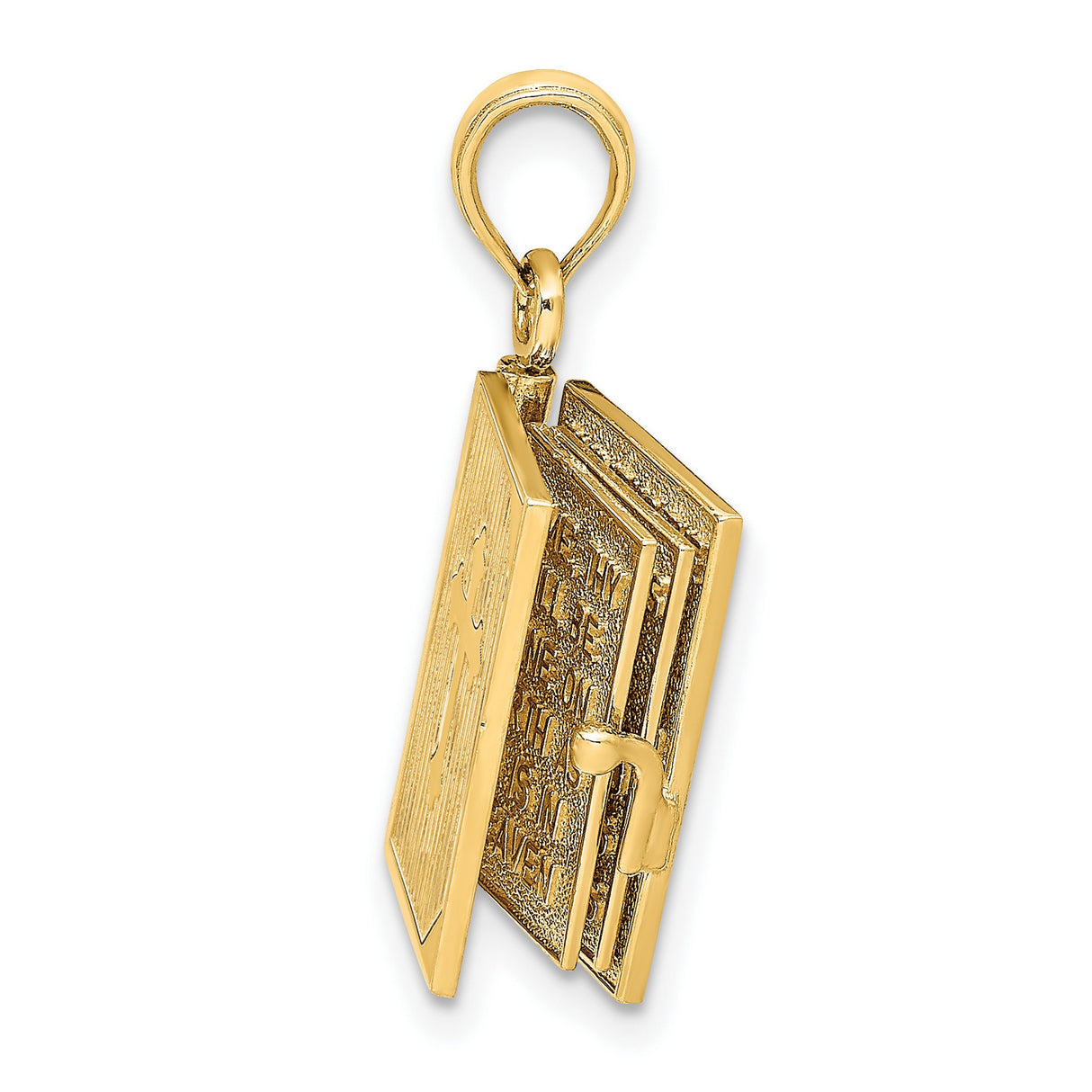 3D Lords Prayer Bible Charm Pendant in Real 10k Yellow Gold