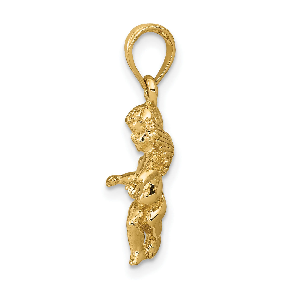 3D Polished Solid Angel Charm Pendant in Real 10k Yellow Gold